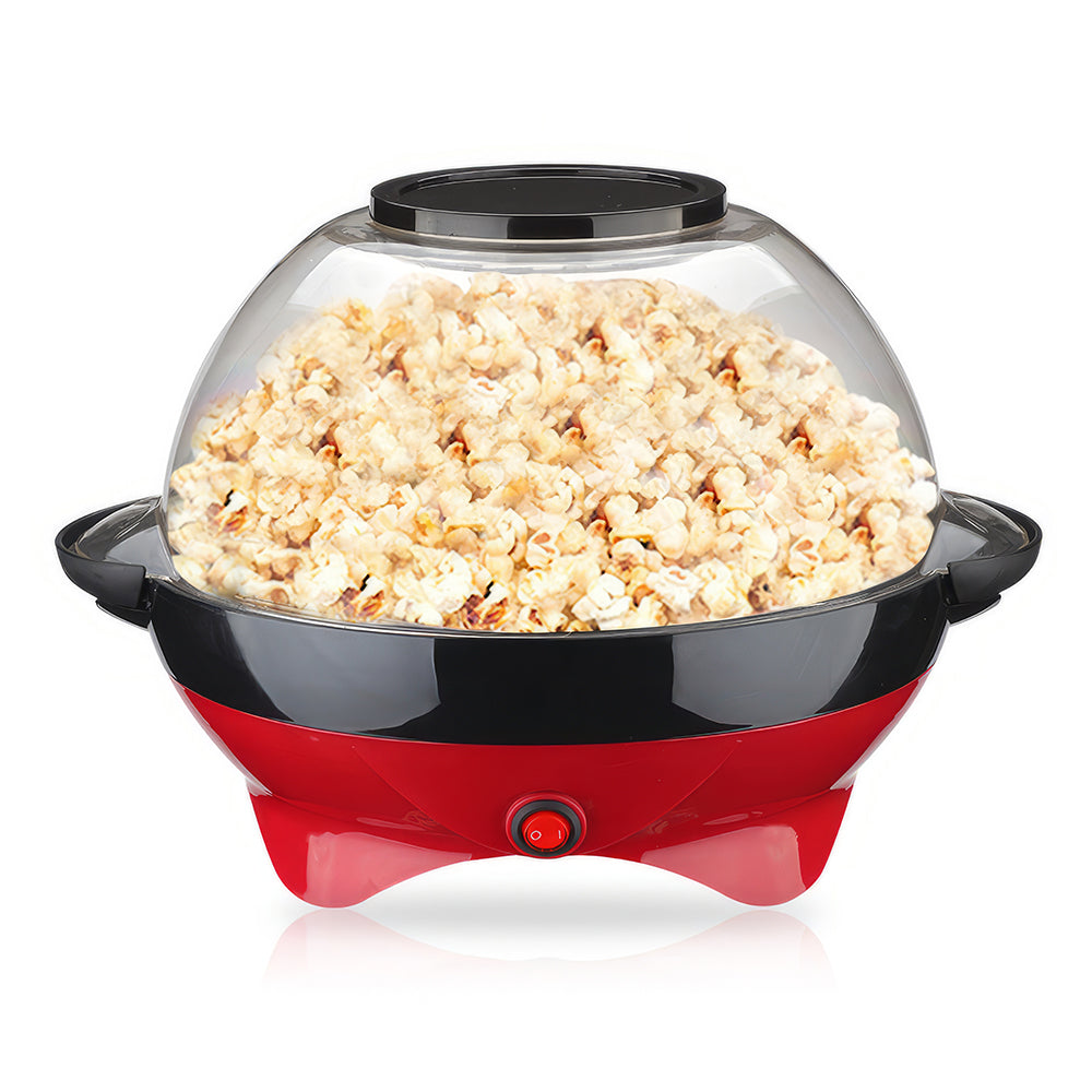6 Quart Electric Popcorn Maker with Nonstick Plate and Lid Bowl