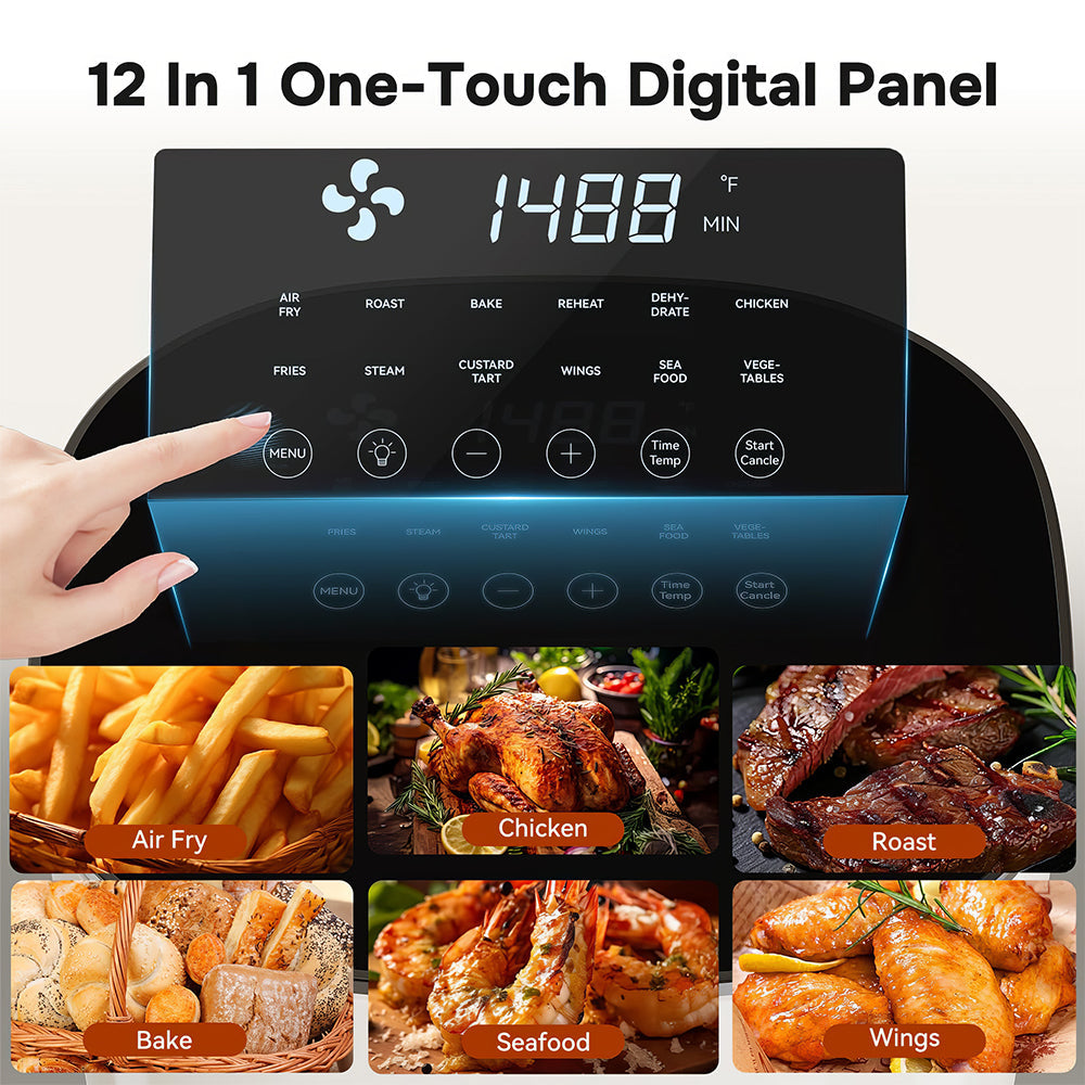 6.34 Quart Digital Air Fryer, 12 Cooking Presets with Viewing Window