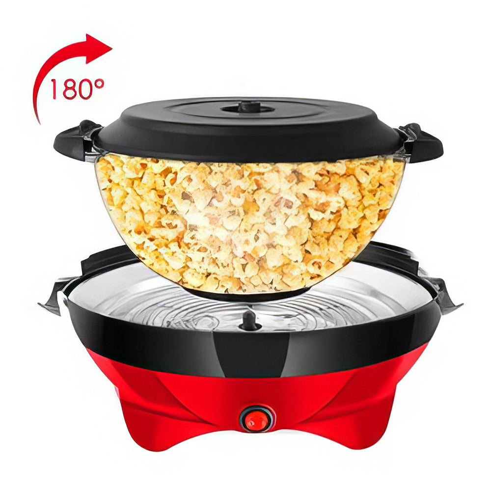 6 Quart Electric Popcorn Maker with Nonstick Plate and Lid Bowl