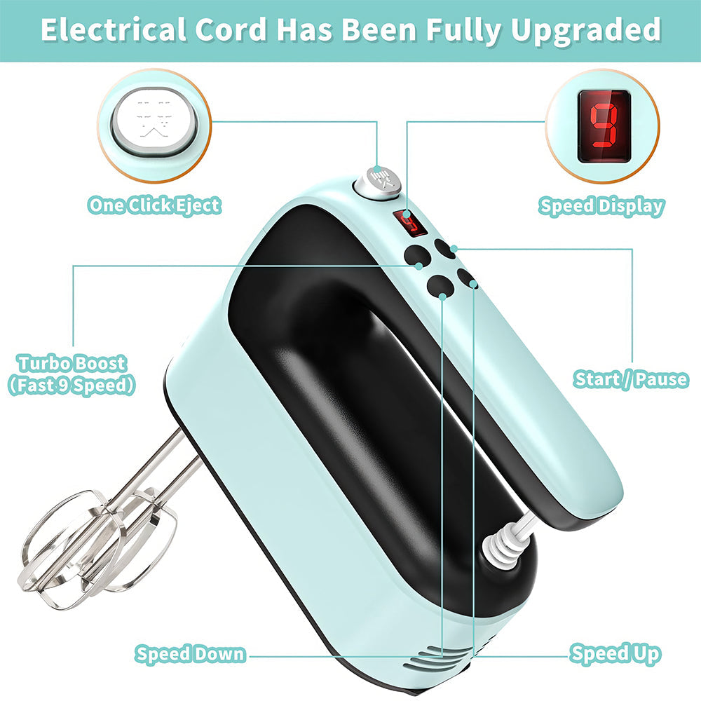 9 Speed Electric Hand Mixer with Digital Screen and Storage Case