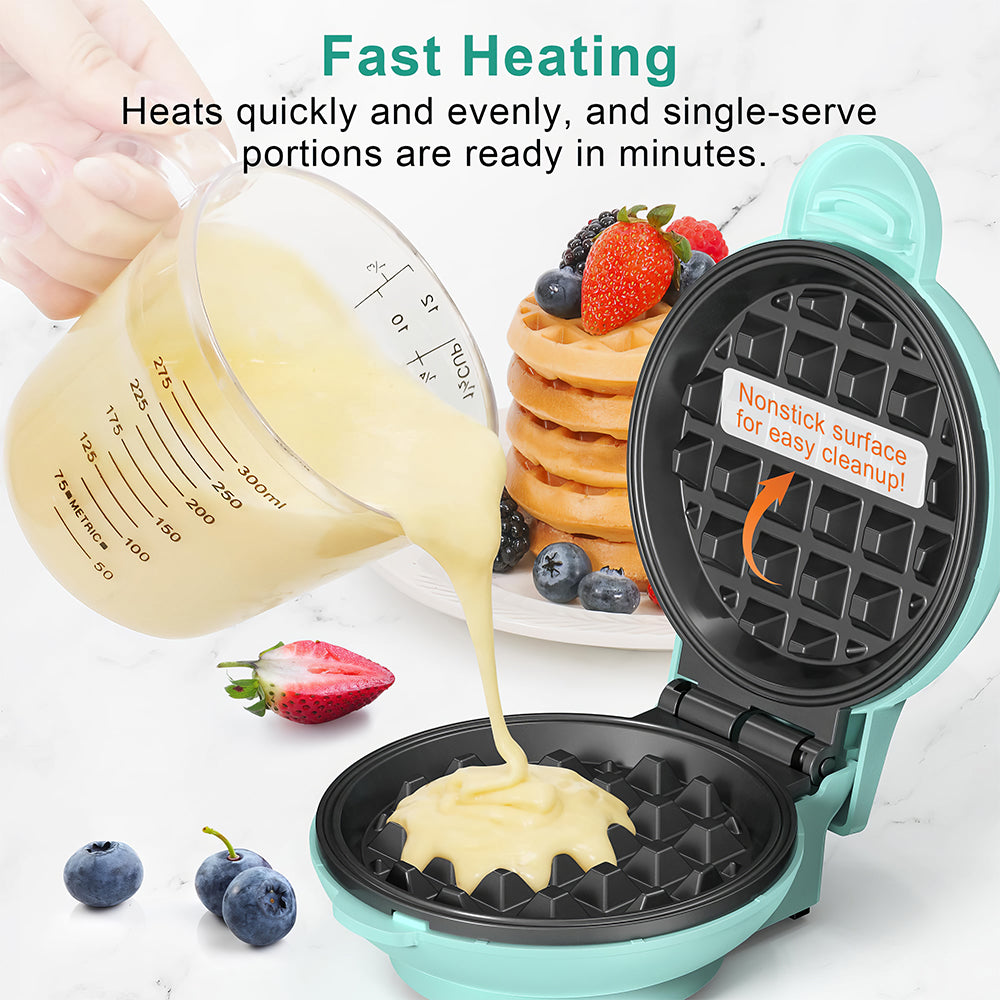 Mini Waffle Maker with Nonstick Plates for Breakfast and Snacks