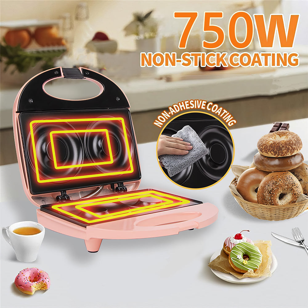 Mini Donut Maker with Nonstick Plates for Compact Home Baking