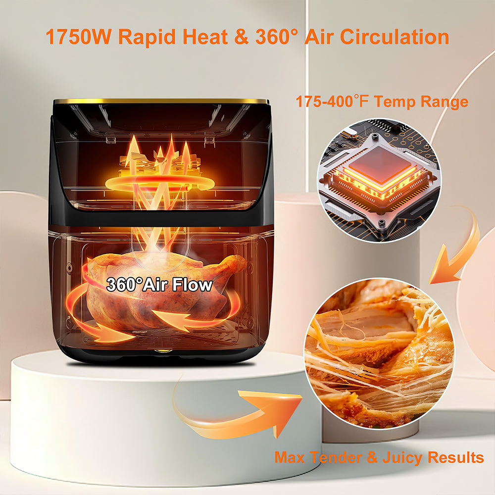8.5 Quart Digital Air Fryer with Touch Screen and Viewing Window