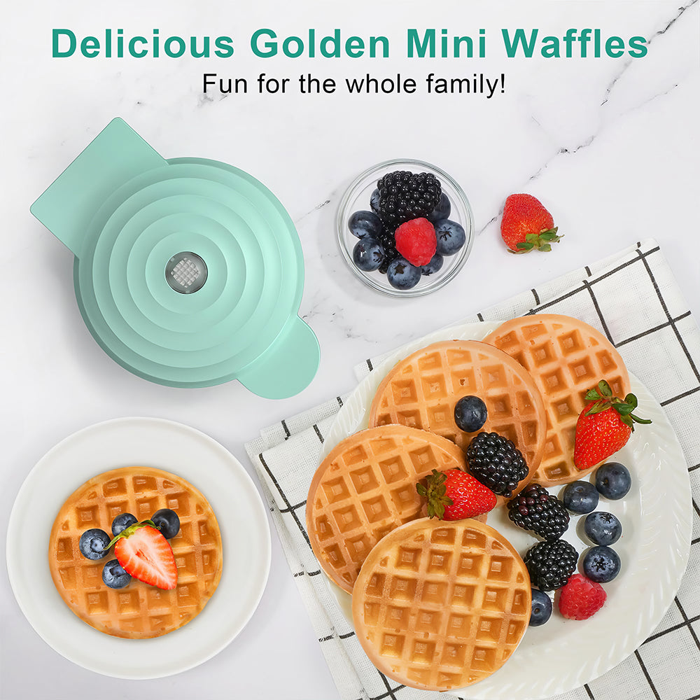 Mini Waffle Maker with Nonstick Plates for Breakfast and Snacks