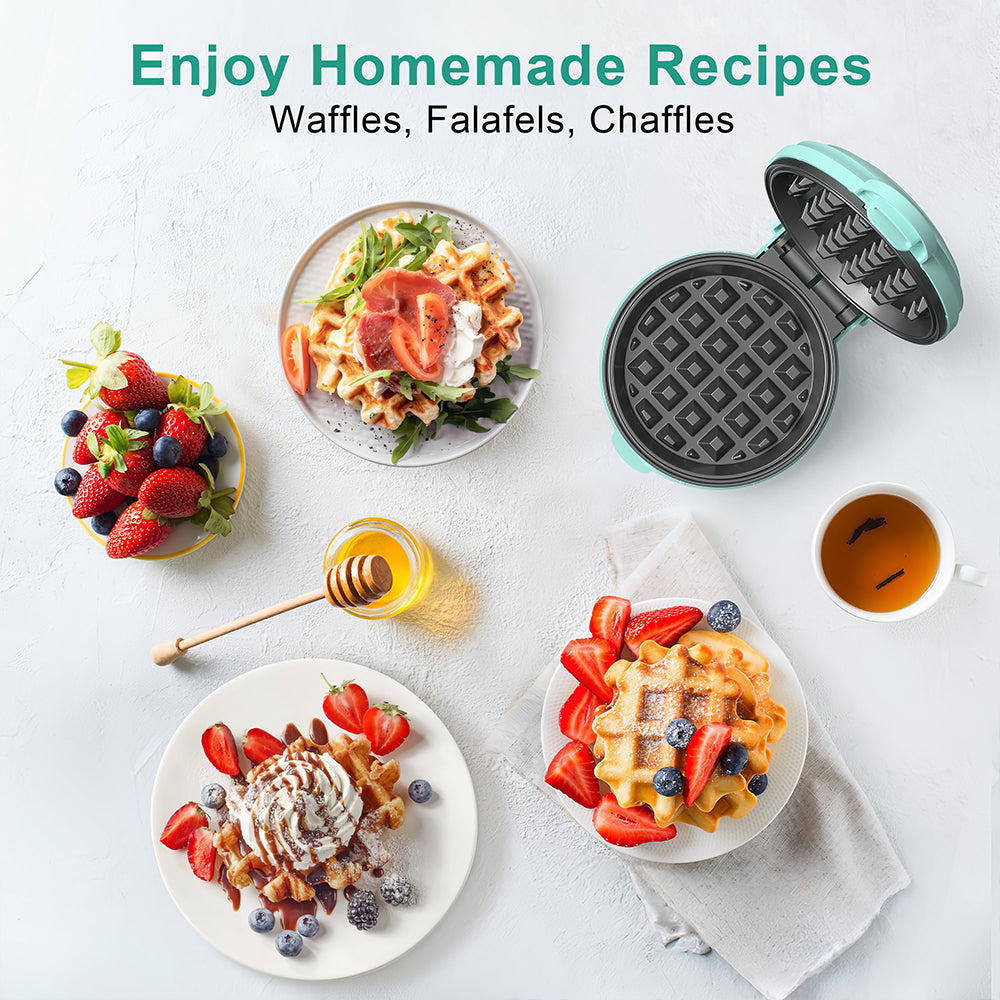 Mini Waffle Maker with Nonstick Plates for Breakfast and Snacks