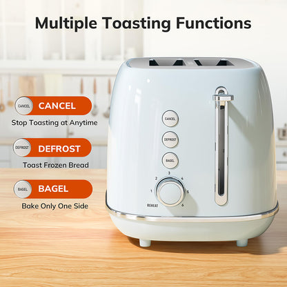 Retro 2 Slice Toaster with Wide Slots and Removable Crumb Tray