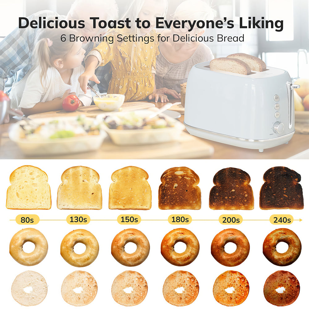 Retro 2 Slice Toaster with Wide Slots and Removable Crumb Tray