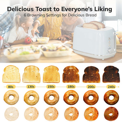 Retro 2 Slice Toaster with Wide Slots and Removable Crumb Tray