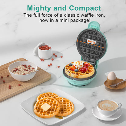 Mini Waffle Maker with Nonstick Plates for Breakfast and Snacks