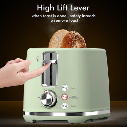 2 Slice Toaster with Wide Slots and Crumb Tray for Bagels and Bread
